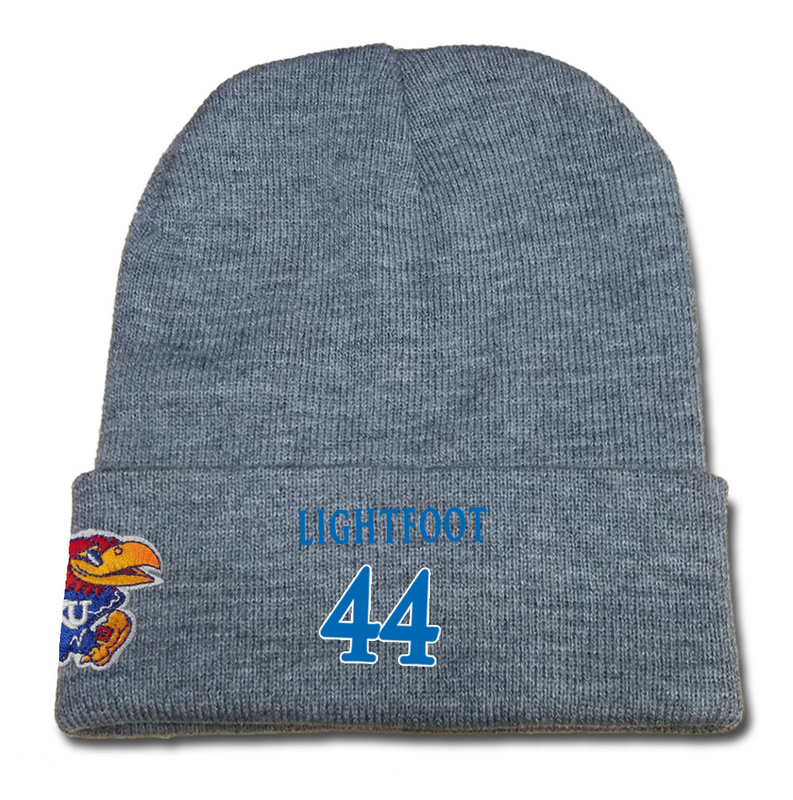 Kansas Jayhawks 44 Mitch Lightfoot Gray College Basketball Knit Hat