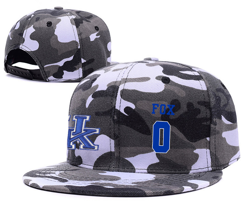 Kentucky Wildcats 0 De'Aaron Fox Gray Camo College Basketball Adjustable Hat