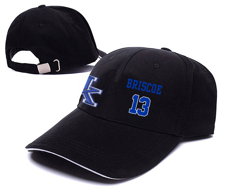 Kentucky Wildcats 13 Isaiah Briscoe Black College Basketball Adjustable Peaked Hat