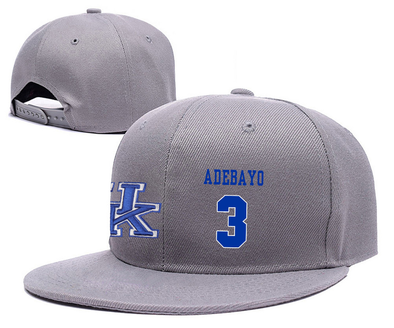 Kentucky Wildcats 3 Edrice Adebayo Gray College Basketball Adjustable Hat