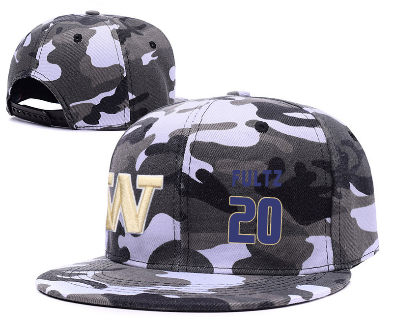 Washington Huskies 20 Markelle Fultz Gray Camo College Basketball Adjustable Hat
