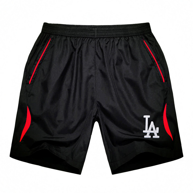 Men's Los Angeles Dodgers Black Red Stripe MLB Shorts