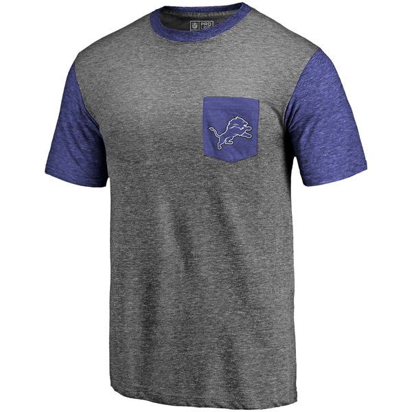 Detroit Lions Pro Line by Fanatics Branded Heathered Gray Blue Refresh Pocket T-Shirt