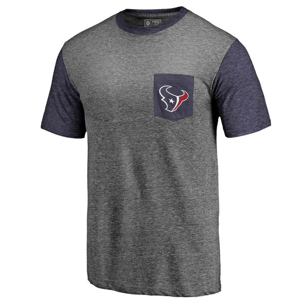 Houston Texans Pro Line by Fanatics Branded Heathered Gray Navy Refresh Pocket T-Shirt