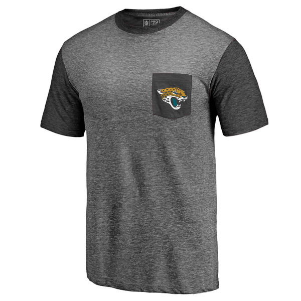 Jacksonville Jaguars Pro Line by Fanatics Branded Heathered Gray Black Refresh Pocket T-Shirt