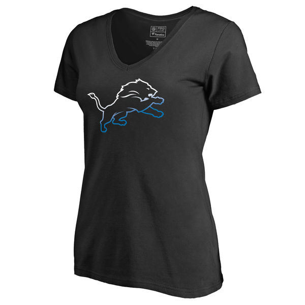 Women's Detroit Lions Pro Line by Fanatics Branded Black Big & Tall Gradient Logo T-Shirt