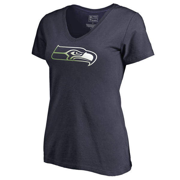 Women's Seattle Seahawks Pro Line by Fanatics Branded Navy Big & Tall Gradient Logo T-Shirt