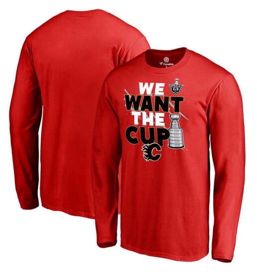 Calgary Flames Fanatics Branded 2017 NHL Stanley Cup Playoff Participant Blue Line Long Sleeve T Shirt Red