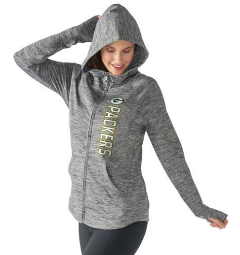 Green Bay Packers G III 4Her by Carl Banks Women's Recovery Full Zip Hoodie Heathered Gray