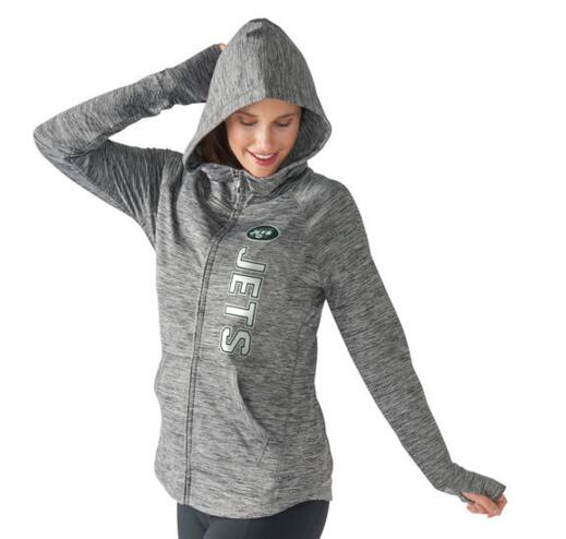 New York Jets G III 4Her by Carl Banks Women's Recovery Full Zip Hoodie Heathered Gray
