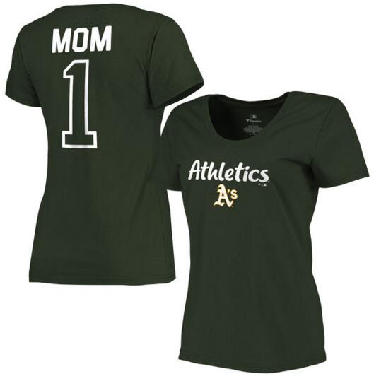 Oakland Athletics Women's 2017 Mother's Day #1 Mom Plus Size T Shirt Green