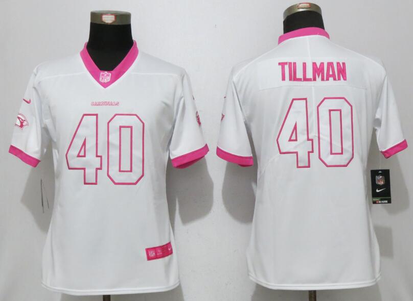 Nike Cardinals 40 Pat Tillman White Pink Women Game Jersey