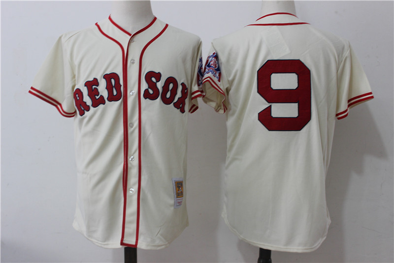 Red Sox 9 Ted Williams Cream Mitchell & Ness Jersey