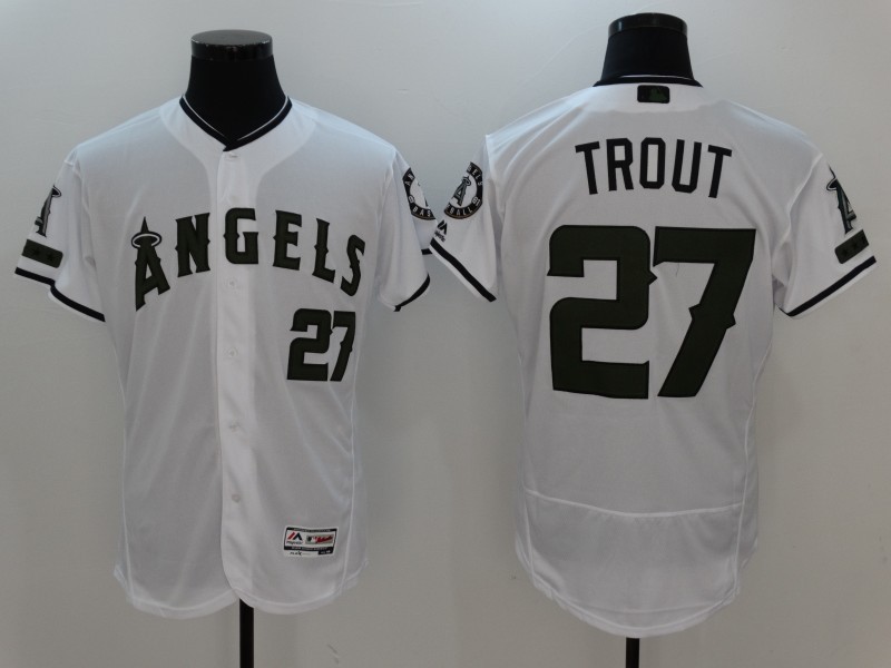 Angels 27 Mike Trout White 2017 Memorial Day Flexbase Jersey