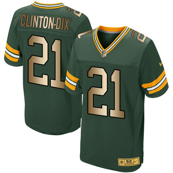 Nike Packers 21 Ha-Ha Clinton Dix Green Gold Elite Jersey
