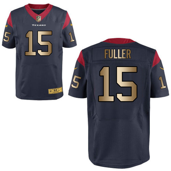 Nike Texans 15 Will Fuller Navy Gold Elite Jersey