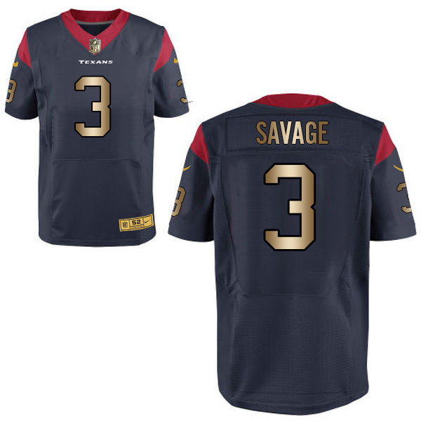 Nike Texans 3 Tom Savage Navy Gold Elite Jersey