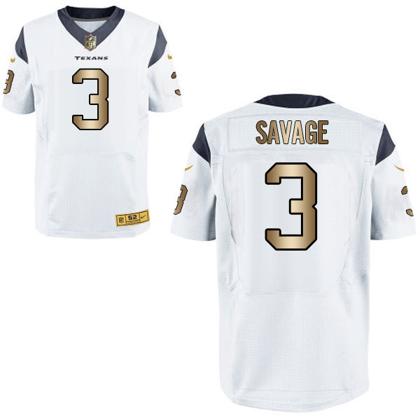 Nike Texans 3 Tom Savage White Gold Elite Jersey