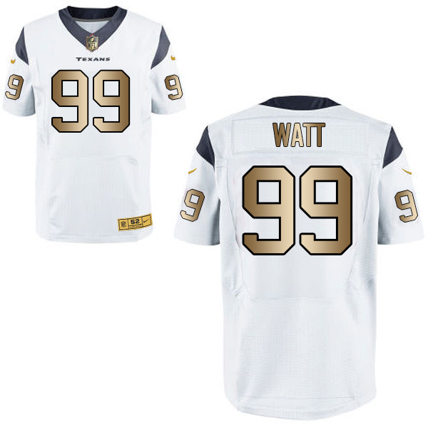 Nike Texans 99 J.J. Watt White Gold Elite Jersey