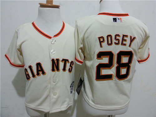 Giants 28 Buster Posey Cream Toddler Cool Base Jersey