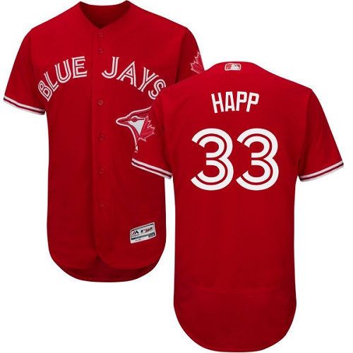 Blue Jays 33 J.A. Happ Red Flexbase Jersey
