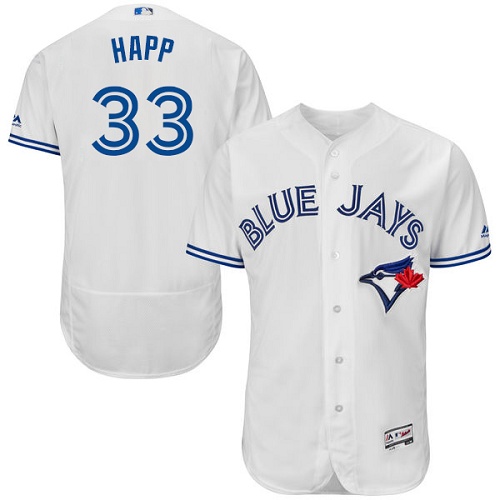 Blue Jays 33 J.A. Happ White Flexbase Jersey