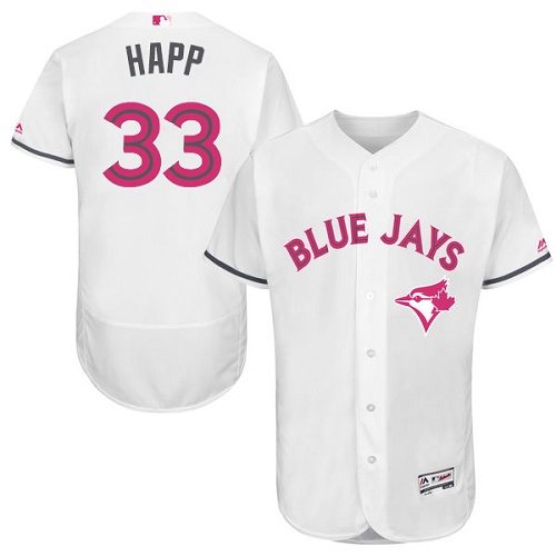 Blue Jays 33 J.A. Happ White Mother's Day Flexbase Jersey