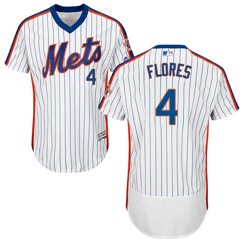 Mets 4 Wilmer Flores White Cooperstown Collection Flexbase Jersey