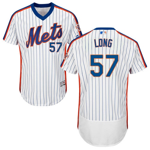 Mets 57 Kevin Long White Cooperstown Collection Flexbase Jersey