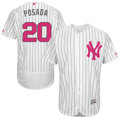 Yankees 20 Jorge Posada White Mother's Day Flexbase Jersey