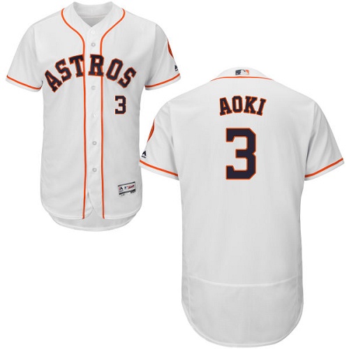 Astros 3 Norichika Aoki White Flexbase Jersey