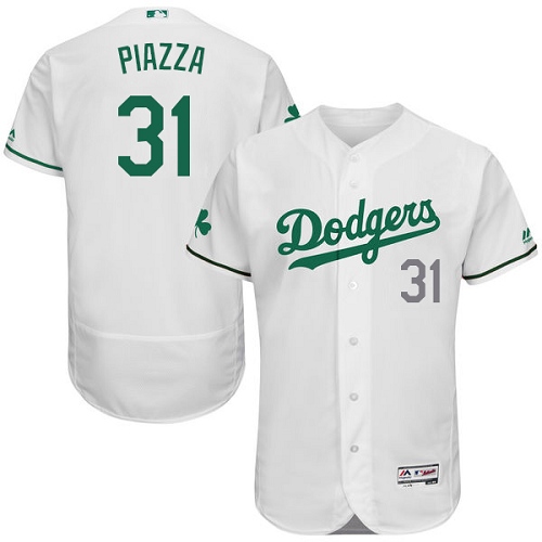 Dodgers 31 Mike Piazza White St. Patrick's Day Flexbase Jerse