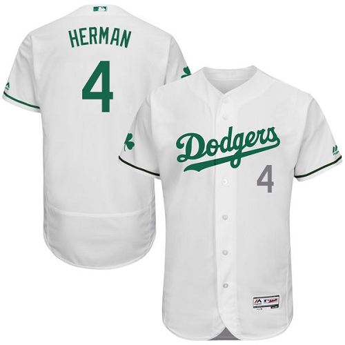 Dodgers 4 Babe Herman White St. Patrick's Day Flexbase Jerse