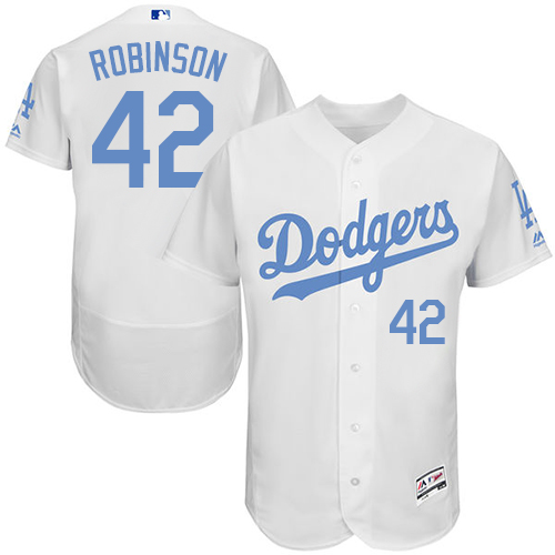 Dodgers 42 Jackie Robinson White Father's Day Flexbase Jersey