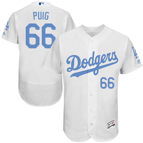 Dodgers 66 Yasiel Puig White Father's Day Flexbase Jersey