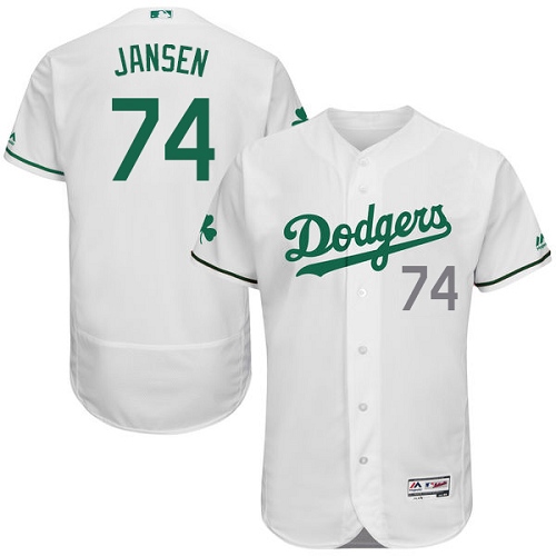 Dodgers 74 Kenley Jansen White St. Patrick's Day Flexbase Jerse