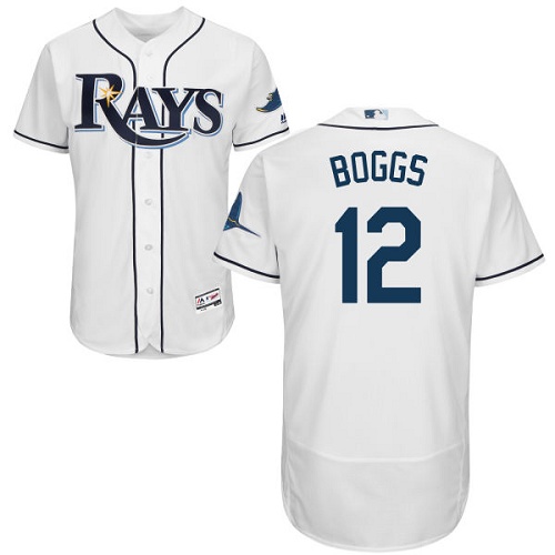 Rays 12 Wade Boggs White Flexbase Jersey