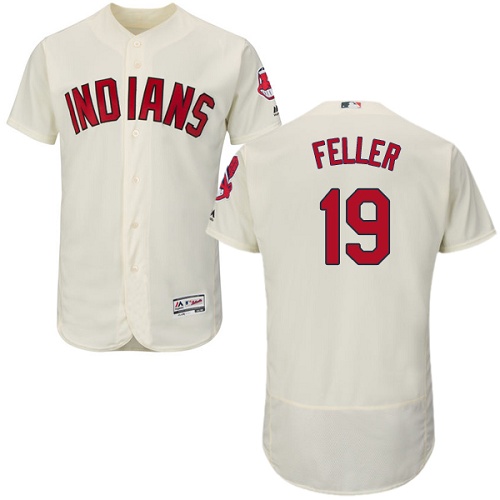 Indians 19 Bob Feller Cream Flexbase Jersey