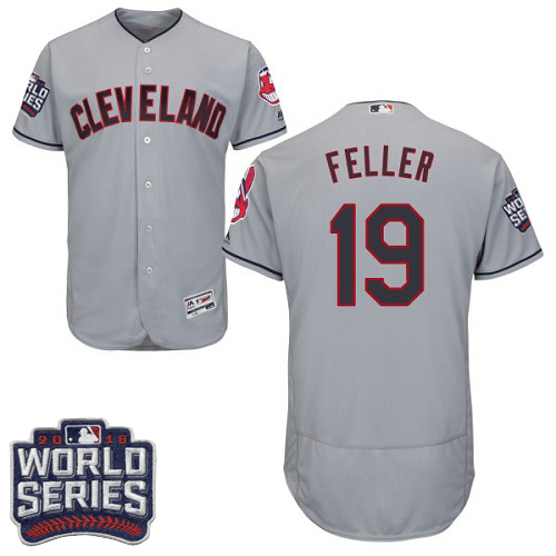Indians 19 Bob Feller Gray 2016 World Series Flexbase Jersey