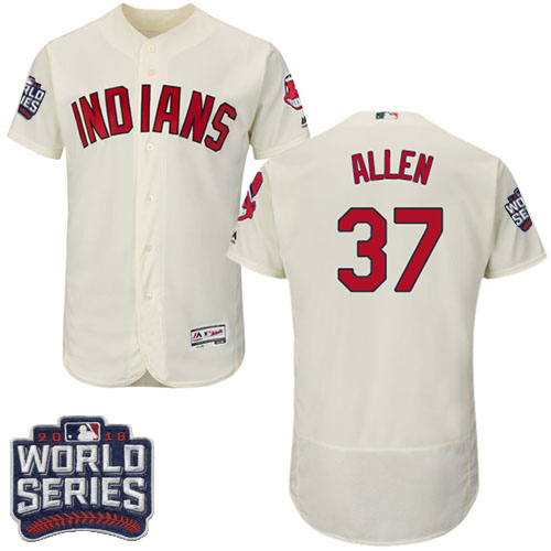 Indians 37 Cody Allen Cream 2016 World Series Flexbase Jersey