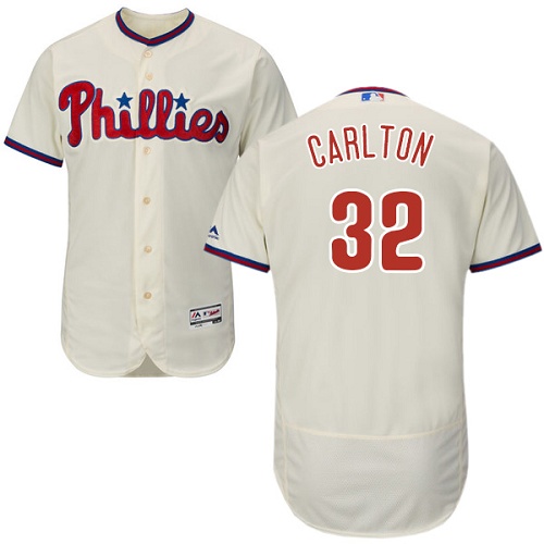 Phillies 32 Steve Carlton Cream Flexbase Jersey