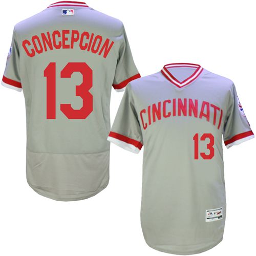 Reds 13 Dave Conception Gray Cooperstown Collection Flexbase Jersey