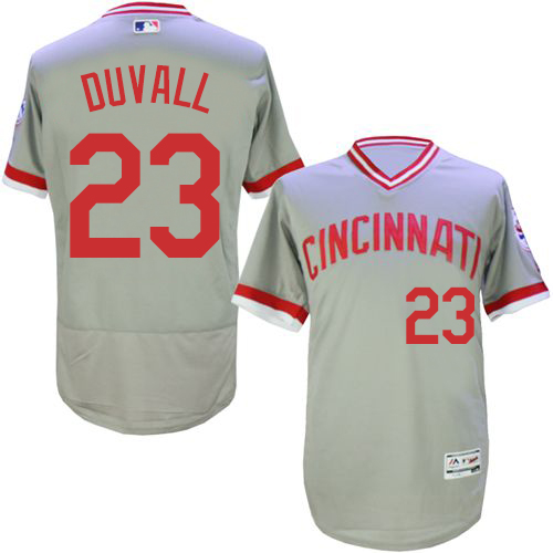 Reds 23 Adam Duvall Gray Cooperstown Collection Flexbase Jersey