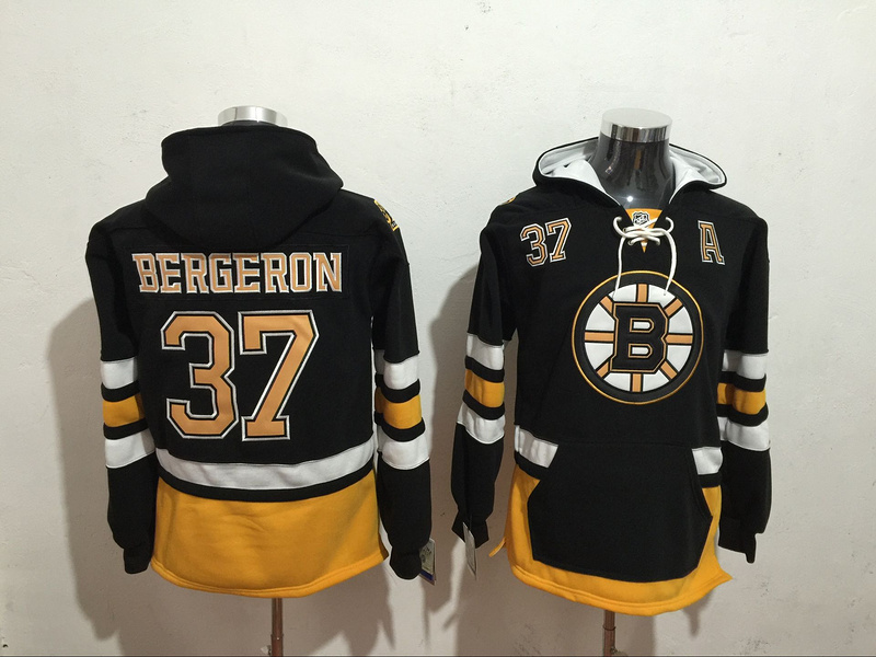 Bruins 37 Patrice Bergeron Black All Stitched Hooded Sweatshirt