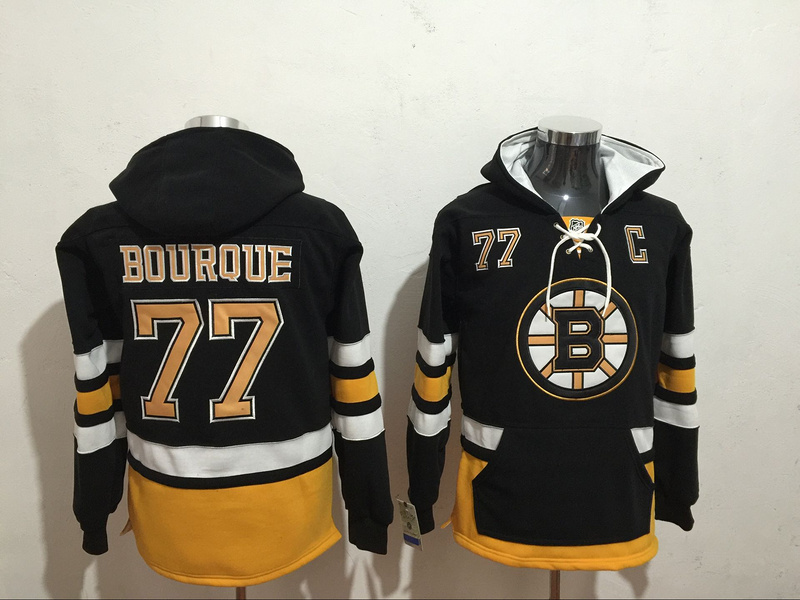 Bruins 77 Ray Bourque Black All Stitched Hooded Sweatshirt
