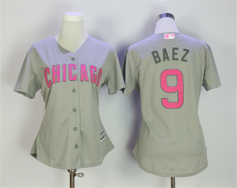 Cubs 9 Javier Baez Gray 2017 Mother's Day Women Cool Base Jersey