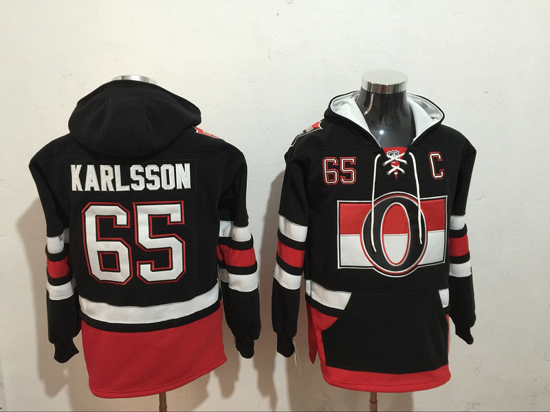 Senators 65 Erik Karlsson Black All Stitched Hooded Sweatshirt