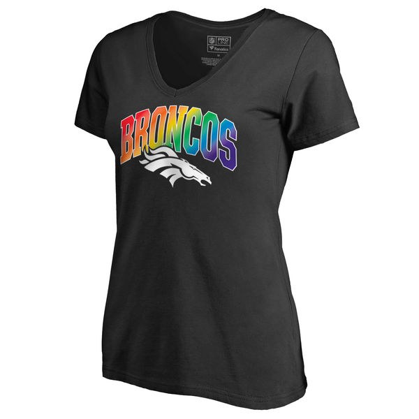 Women's Denver Broncos NFL Pro Line by Fanatics Branded Black Plus Sizes Pride T-Shirt