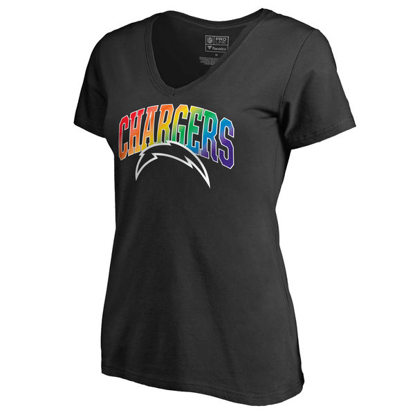 Women's Los Angeles Chargers NFL Pro Line by Fanatics Branded Black Plus Sizes Pride T-Shirt