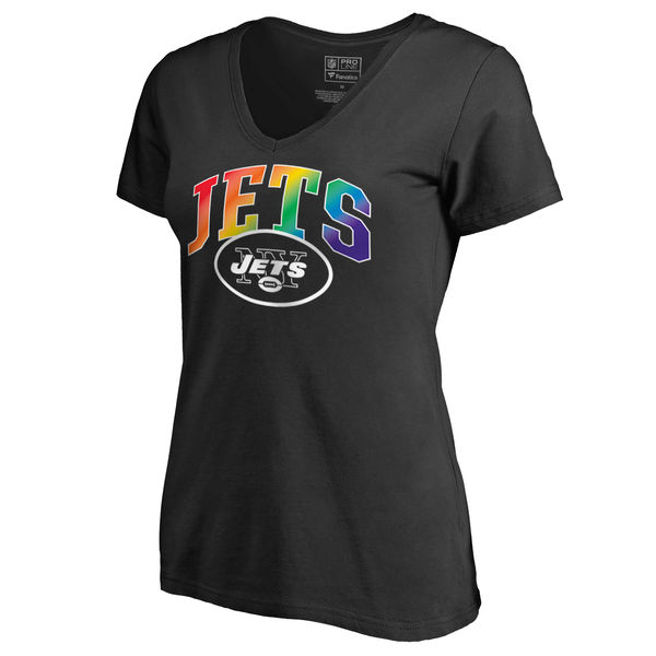 Women's New York Jets NFL Pro Line by Fanatics Branded Black Plus Sizes Pride T-Shirt